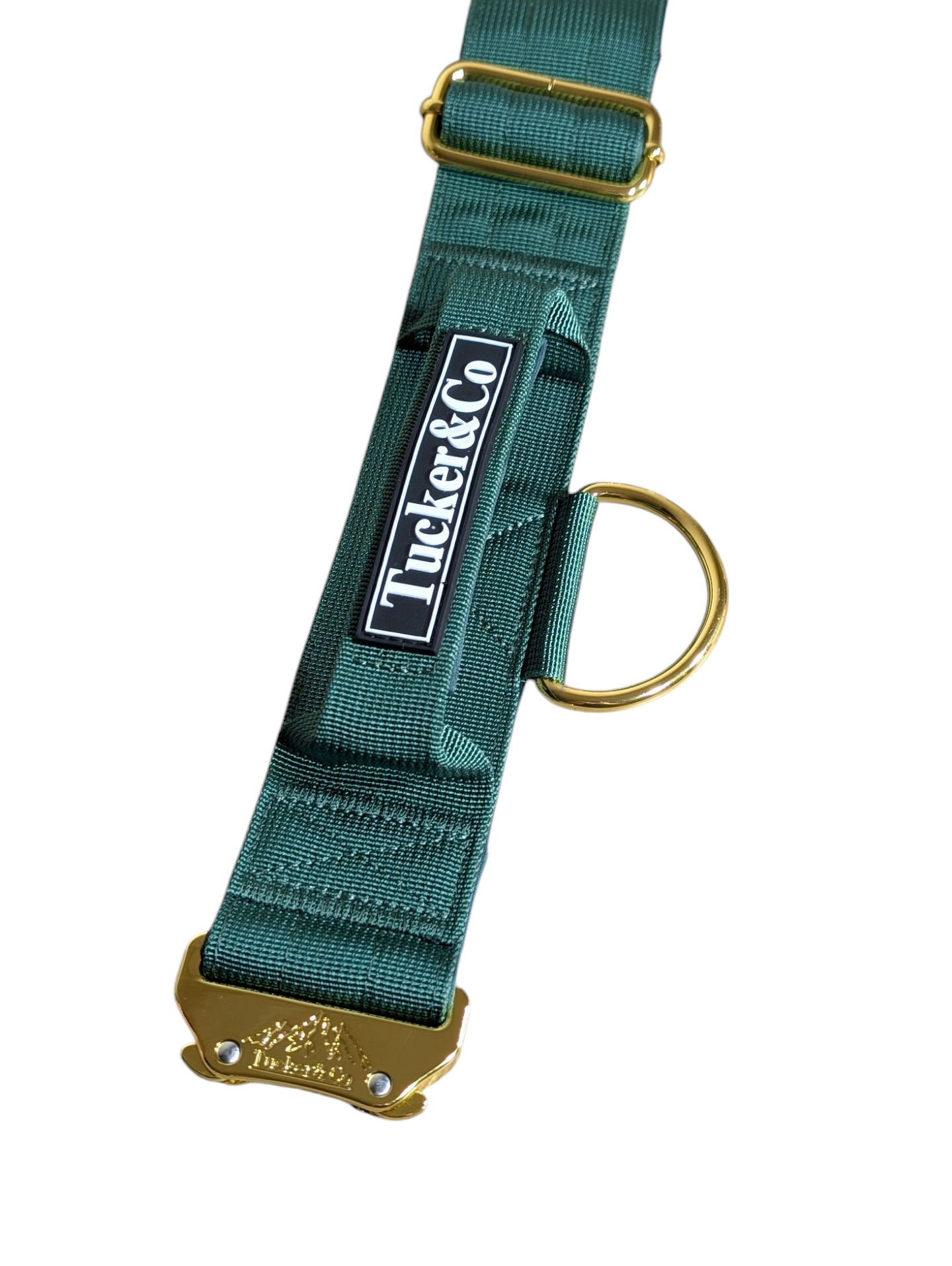 Tucker&Co London Tactical Collar with Handle in Emerald Green.
